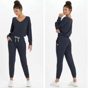 Vuori Charcoal Jumpsuit with Drawstring Waist